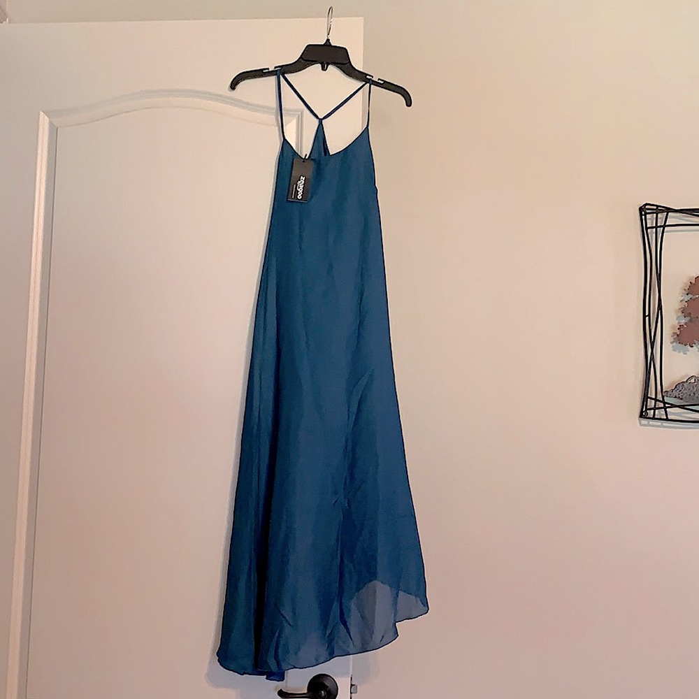 Teal spaghetti strap maxi dress